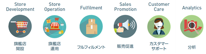 Store Development Store Operation fulfilment Sales Promotion Customer Care Analytics