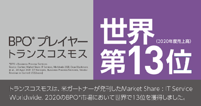 BPOプレイヤー トランスコスモス 世界第13位