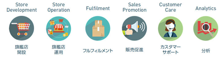 Store Development Store Operation fulfilment Sales Promotion Customer Care Analytics