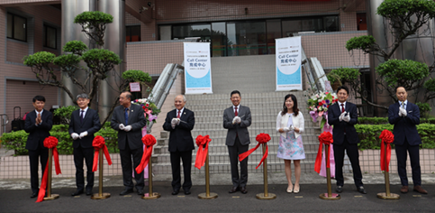 At the opening ceremony From left: Amos Chou, Chief Operating Officer at transcosmos Taiwan; Dr. Chin-Hsien Hsieh, Vice President of the Chihlee University of Technology; Dr. Ju-Long Chen, President of the Chihlee University of Technology; Shen-Shue Liang, Chairman of the Chihlee University of Technology; Eijiro Yamashita, Director & Senior Corporate Executive Officer at transcosmos inc.; Charlene Lien, General Manager at transcosmos Taiwan; Motoya Tanaka, Corporate Senior Officer at transcosmos inc.; Takashi Nakamoto, Director at transcosmos inc.