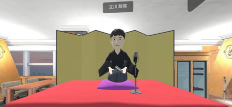 Rakugo master Dansho Tatekawa performs rakugo on the spot