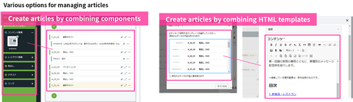 Various options for managing article