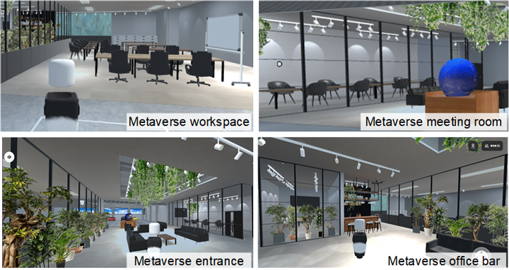 Metaverse workspace Metaverse meeting room Metaverse entrance Metaverse office bar