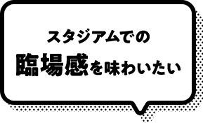 スタジアムでの臨場感を味わいたい