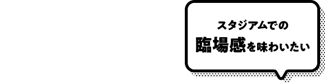 スタジアムでの臨場感を味わいたい