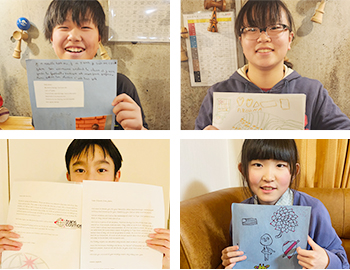 Children with letters from Togo