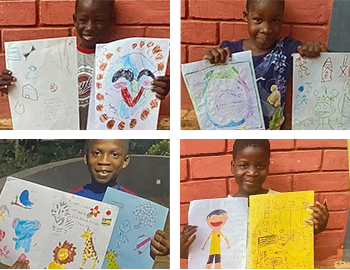 Children with letters from Japan