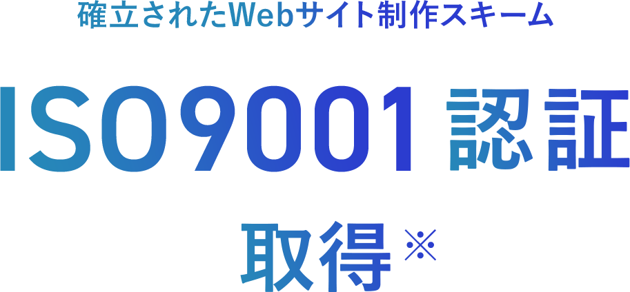 確立されたWebサイト制作スキーム ISO9001認証取得※