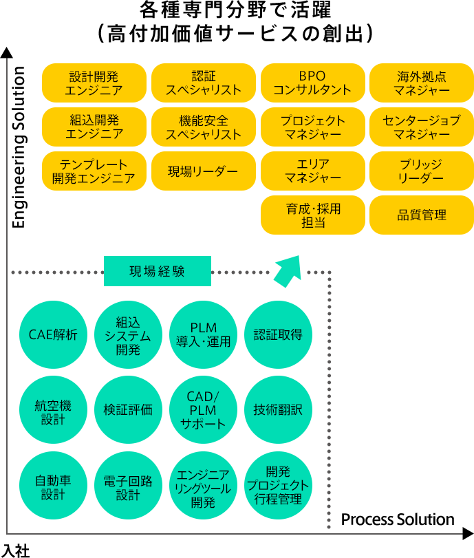 各種専門分野で活躍（高付加価値サービスの創出）