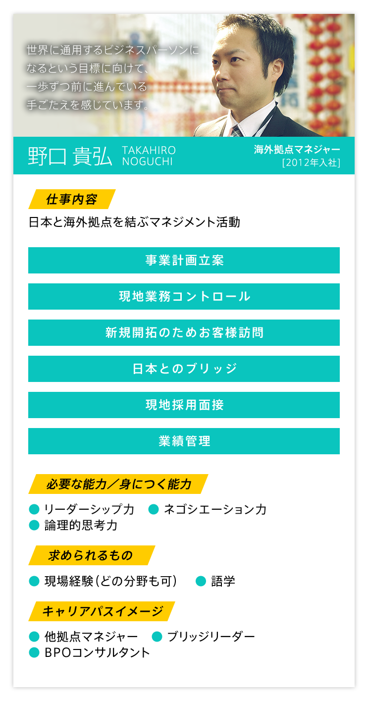 世界に通用するビジネスパーソンになるという目標に向けて、一歩ずつ前に進んでいる手ごたえを感じています。