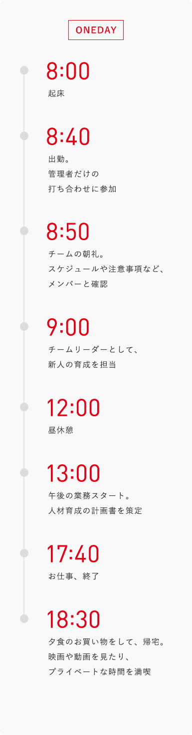 1日のスケジュール(仕事の流れ)