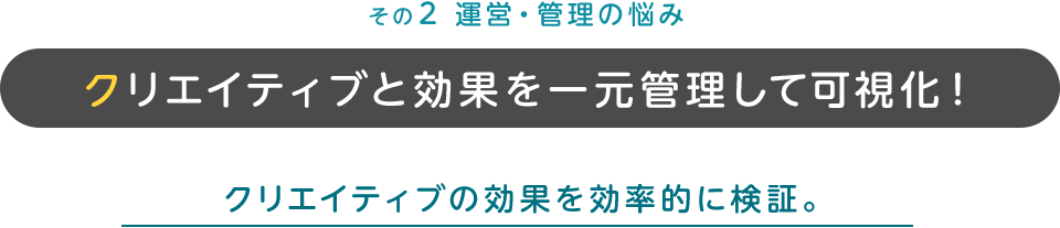 その2 運営・管理の悩み クリエイティブと効果を一元管理して可視化！